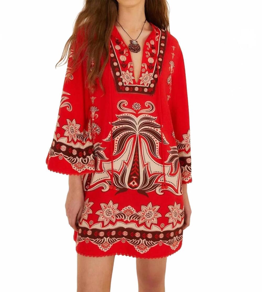 NEW FARM RIO anika mini dress in garden red